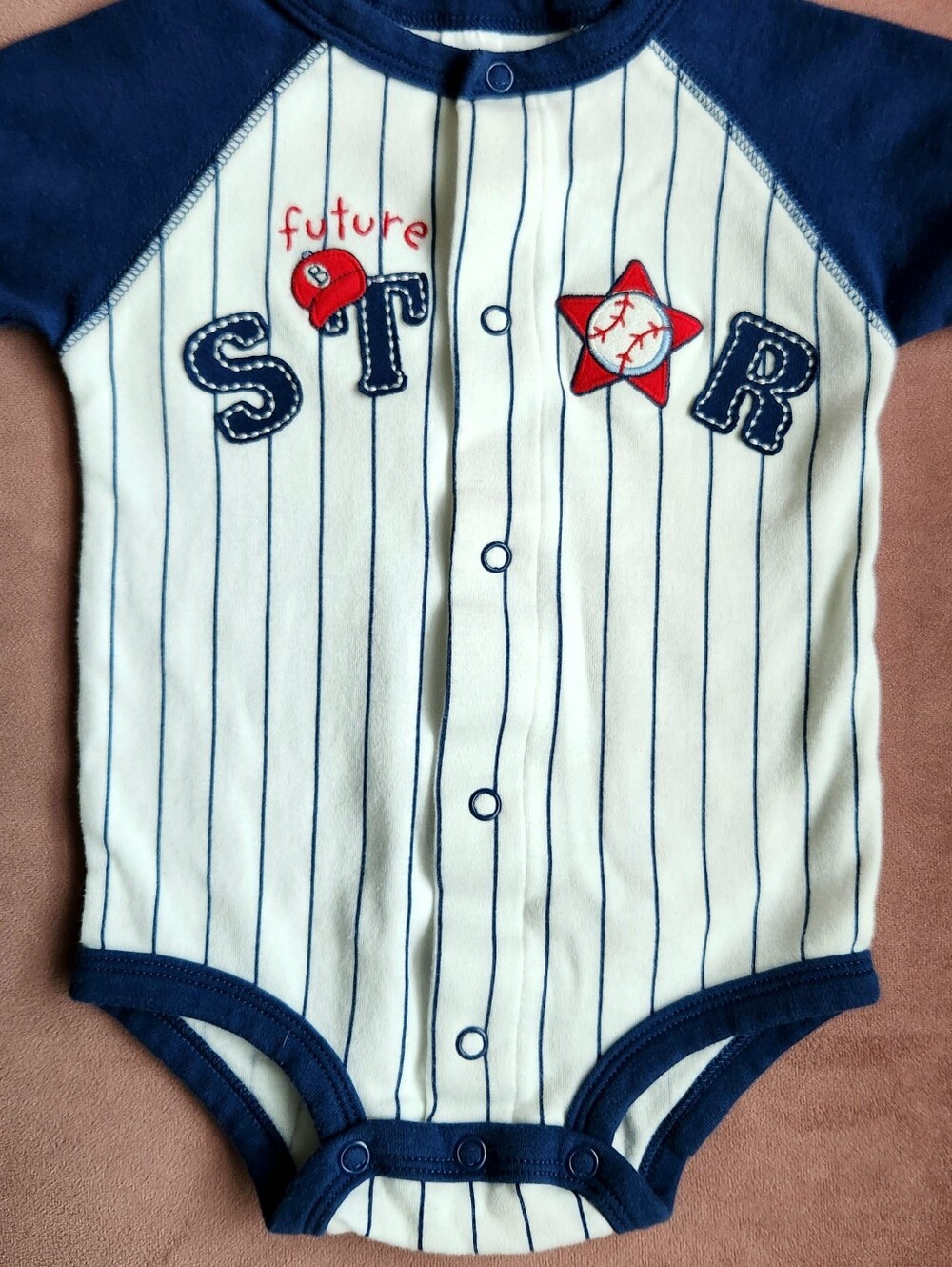 Carter's, Future Star Baseball Onesie, Pin Stripes, 6 Months